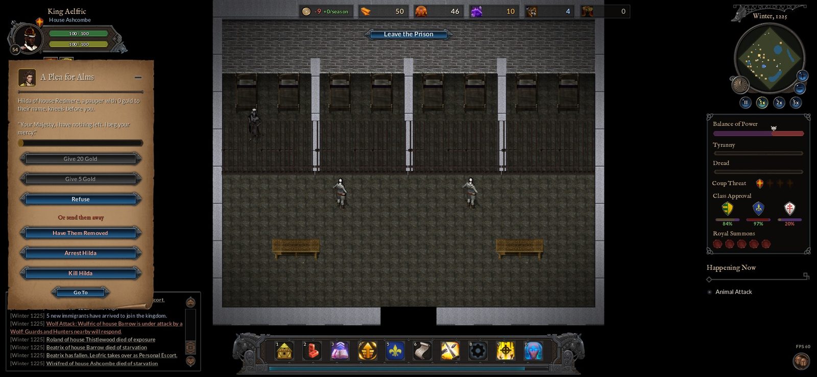 Inside the Prison, with Guards between the cells while a pauper's plea for alms waits for the King's answer